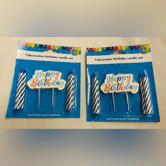 New 7 "Happy Birthday" Candles Blue Large Happy Birthday Candle made Vietnam - Picture 6 of 10